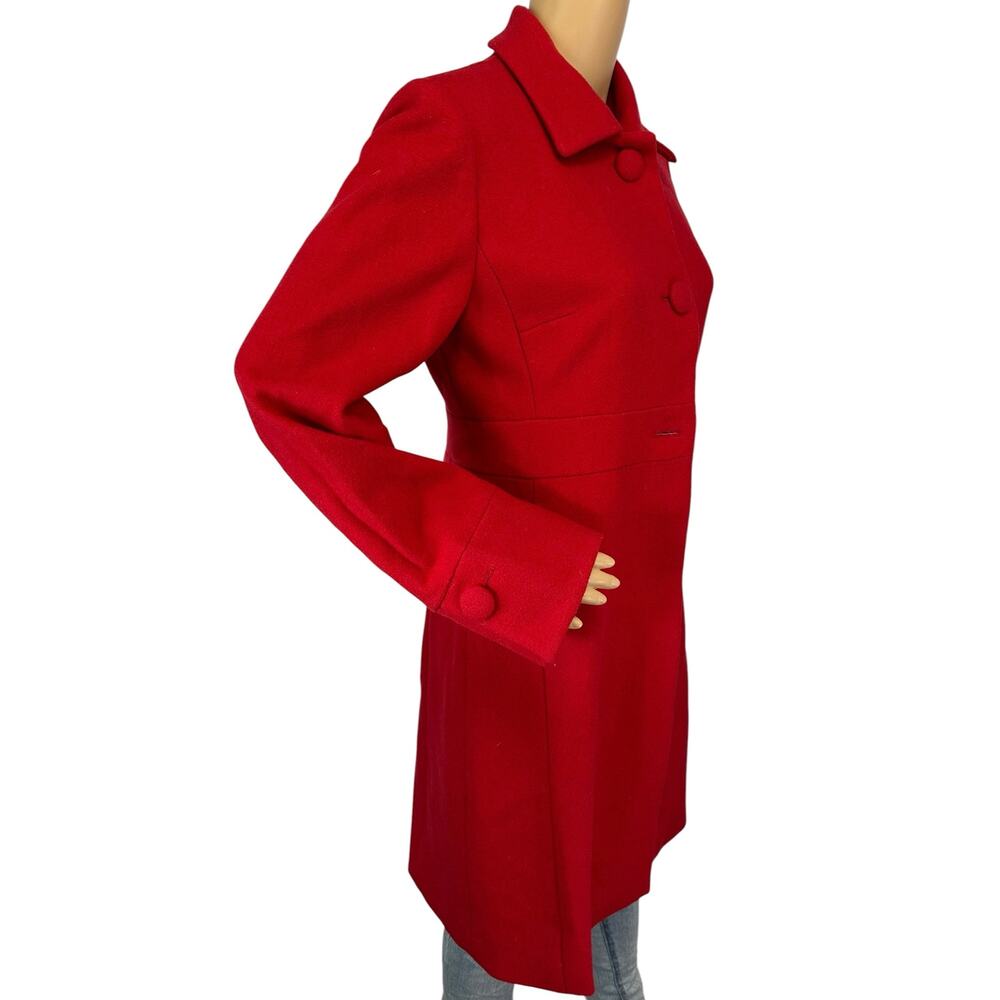 J. Crew Vintage Pure Wool Classic Lady Day Coat Red 86707 Size 6 - Picture 3 of 11